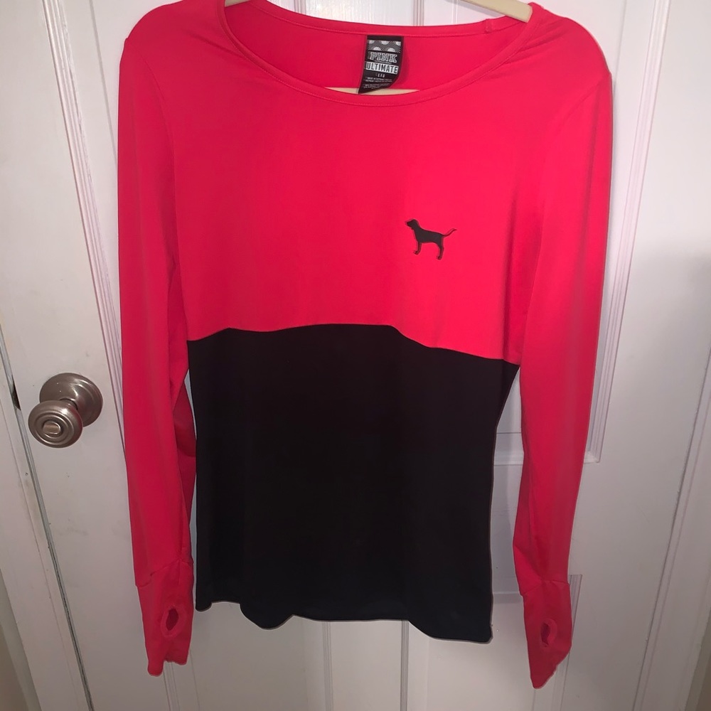 Pink and black work out long sleeve top
